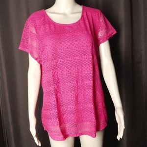Leo & Nicole Fuschia Pink lace top XXL